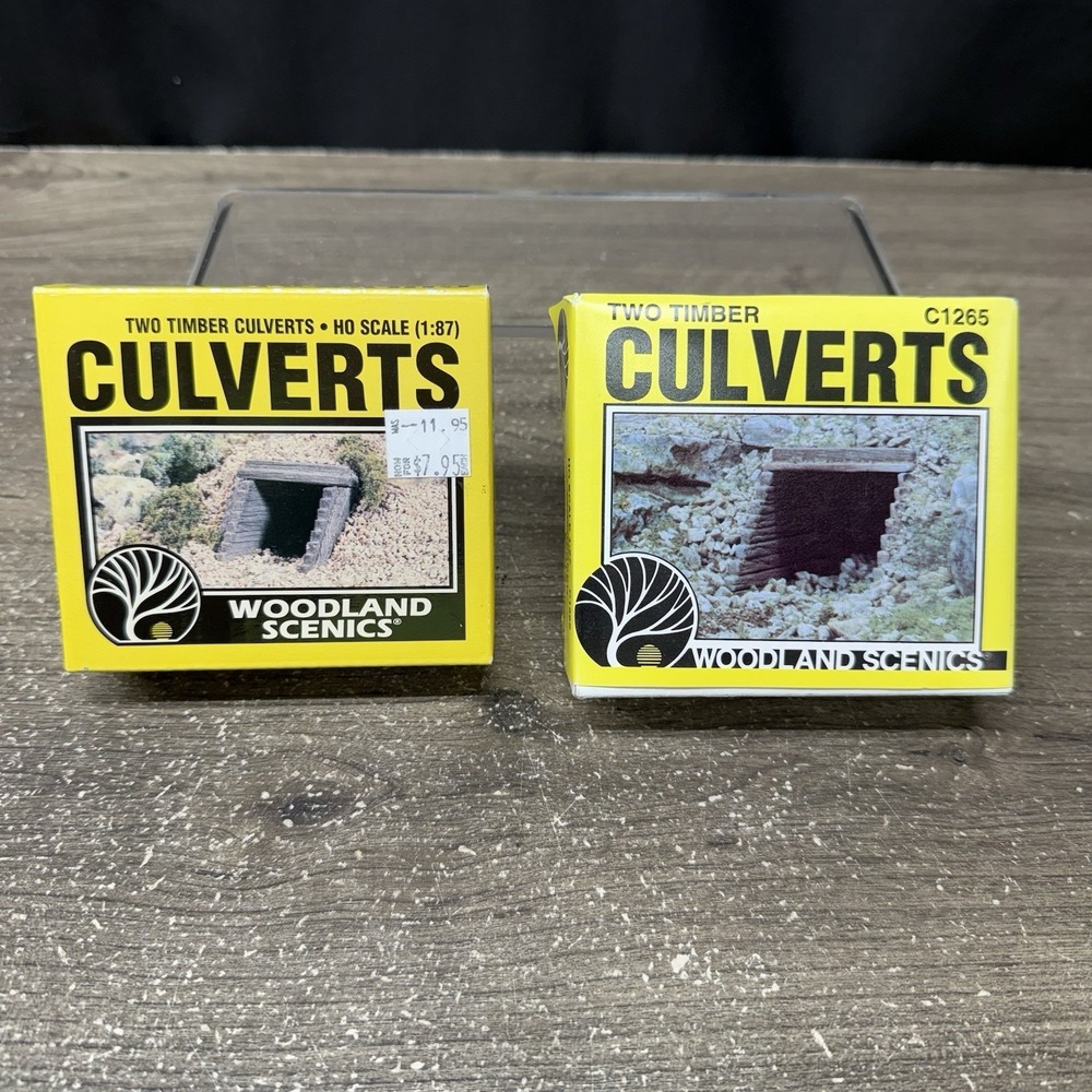 Lot Of 2 Woodland Scenics Timber Culverts - HO Scale # C1265 NIB